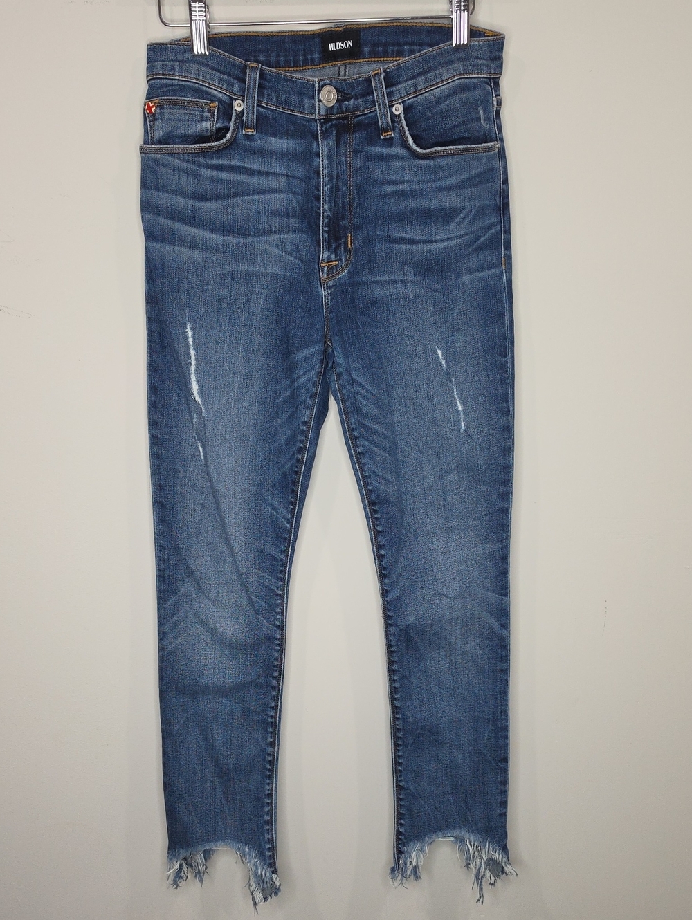 Hudson Barbara High Waist Ankle Raw Hem Jeans 27 Denim